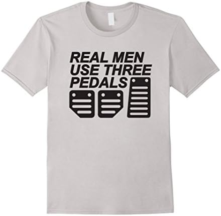 Men's Racing T-Shirts - Real Men Use Three Pedals  Large Silver