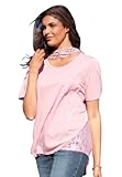 Woman Within Plus Size Super Soft Lace-Trimmed Tee (Dusty Pink,M)