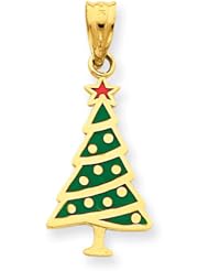 14k Enameled Christmas Tree Charm