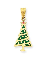 14k Gold Enameled Christmas Tree Charm