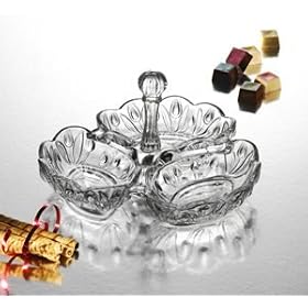 SMALL SECTIONAL CANDY DISH - SMALL CRYSTAL SECTIONAL CANDY DISH - sectional dish by Jaf Gifts
