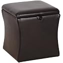 Faux Leather Footstool Retro Storage Box Seat Pouffe