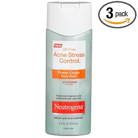 Neutrogena Acne Stress Control Body Wash, Power-Cream, 8.5-Ounce Tubes (Pack of 3)