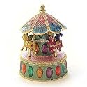 Carousel Merry Go Round Box Swarovski Crystals 24K Gold Jewelry, Trinket Box FREE SHIP! FREE Valentines Bow!