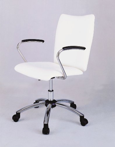 Kids Desk Chair with White Vinyl Fabric Seat and Back in Chrome Painted Finish