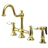 411I9WCiiUL. SL160  Kingston Brass Two Handle Centerset Deck Mount Kitchen Faucet Brass Side Spray  Brass KS3792PLBS