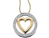 Diamond Heart Circle Pendant 1/5 Carat (ctw) in White and Yellow Gold with Chain