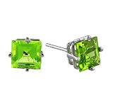Peridot Square-Cut Stud Earrings