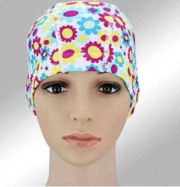 Qishi's Ladies Flowers Cloth Swim Caps (small flowers)