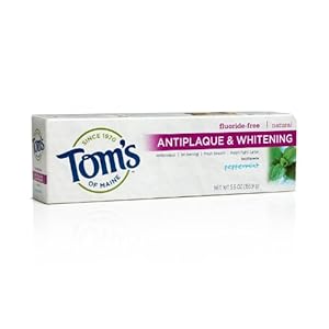Tom's of Maine Natural Antiplaque Tartar Control & Whitening Toothpaste, Peppermint, 1 oz (28.3 g) (Pack of 12)