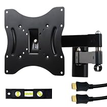 VideoSecu Articulating LCD LED TV Wall Mount for 22" to 37" Flat Screen with VESA 100 200 Mount Pattern Free Bubble Level and HDMI Cable 1XE