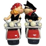 93912 Westland Giftware Mwah Magnetic Biker Couple Salt and Pepper Shaker Set, 4-1/2-Inch