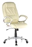 Buerostuhl24 621250 Riviera Executive Office Chair PU Leather Cream