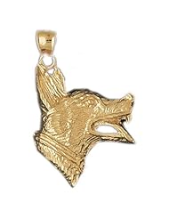 Dazzlers Solid 14k Gold German Shepherd Dog Head Charm Pendant Available in three colors from jewelsberry (weights: 10.2 grams only)
