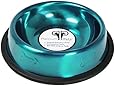 Platinum Pets 1 Cup Embossed Non-Tip Stainless Steel Cat Bowl, Caribbean Teal