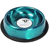 Platinum Pets 1 Cup Embossed Non-Tip Stainless Steel Cat Bowl, Caribbean Teal