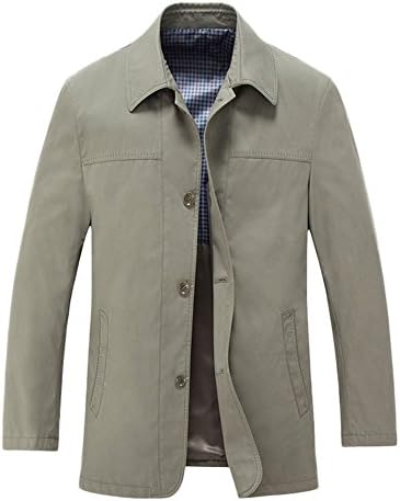Xmenhere Men's Spring New Vogue Relaxed Fit Cotton Long Sleeve Jacket Coat Khaki XL