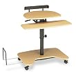 Hi-Hi-Lo Adjustable Pneumatic Workstation, 39-1/2w x 31-1/4d x 39-1/4h, Teak