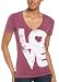 Realitee Women's Short Sleeve Love V-Neck Tee,Geranium,Small