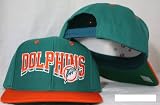 Miami Dolphins Snapback Wave Aqua / Orange Two Tone Adjustable Plastic Snap Back Hat / Cap