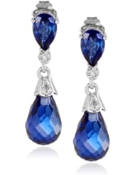 10k White Gold Created Gemstone and Diamond Earrings (0.02 cttw, H-I Color, I2-I3 Clarity)
