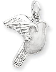 Sterling Silver Enameled White Dove Charm