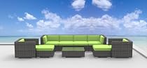 Big Sale Urban Furnishing - FIJI 9pc Modern Outdoor Backyard Wicker Rattan Patio Furniture Sofa Sectional Couch Set - lime green
