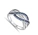 Weave Knot Blue Simulated Sapphire Fashion Ring New 925 Sterling Silver Band Sizes 5-12