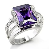 Amethyst CZ Solitaire With Pave CZ Sides Ring