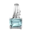 14K White Gold Aquamarine and Diamond Pendant