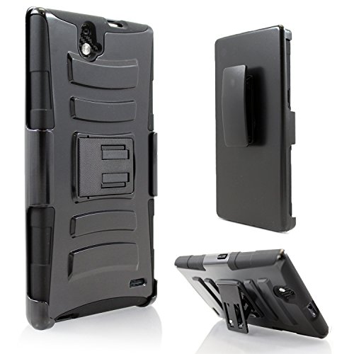 ZTE Grand X Max Case, StarShop? ZTE Grand X Max Z787 (Cricket 2014) Dual Layer Holster Case with Kickstand and Locking Belt Swivel Clip Black