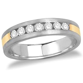 Mens 14k Two-Tone Gold Machine Set Diamond Band Ring (1 4 cttw, G-H Color, I1... by
