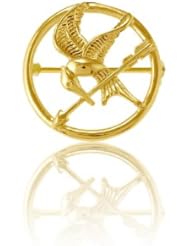 Sterling Silver The Hunger Games-inspired Gold-Plated Mockingjay Pin (Quarter-sized)