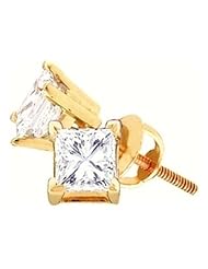 0.75 cttw 14k White Gold Diamond Mens Square Stud Earrings (Real Diamonds: 3/4 cttw)