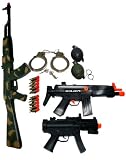 Kids Toy Army Weapon Gun Ak47 Machine Guns Play Set with B/o Grenades & Handcuffs