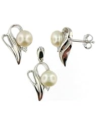 Sterling Silver and Freshwater Pearl Earring and Pendant Set