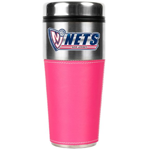 NBA New Jersey Nets 16-Ounce Stainless Steel Travel Tumbler with Pink Sleeve