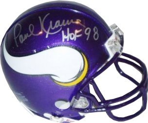 Paul Krause Autographed/Hand Signed Minnesota Vikings Replica Mini Helmet HOF 98