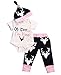 Baby Newborn Girls Cute Bodysuits with Leggings and Hat 3pcs outfit Clothes (0-3M, Pink)