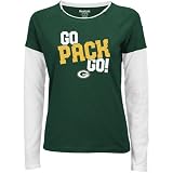 Green Bay Packers T Shirt : Reebok Green Bay Packers Ladies Green Her Cheer Double Layered Tissue T Shirt