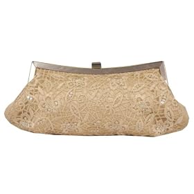 Clutch, Embroidered Flower Desing with Bead, Metal Frame - Evening Bag - Nikki