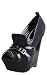 Peace12 Peep Toe Loafer Wedges BLACK