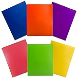 JAM Paper&reg; Biodegradable Plastic 2-Pocket Folders - Eco Friendly Folder - Assorted Colors - Pack of 6 Folders
