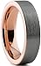 Tungsten Wedding Band Ring 6mm for Men Women Comfort Fit 18K Rose Gold Plated Pipe Cut Flat Brushed Polished Lifetime Guarantee