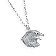 20 Inch Oxidized Sterling Silver Eagle Head Necklace