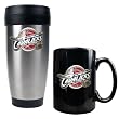 Cleveland Cavaliers Stainless Steel Travel Tumbler & Black Ceramic Mug Set - Primary Logo NBA Basketball