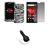 EMPIRE Verizon Motorola DROID Bionic Black and White Zebra Stripes Rubberiz ....