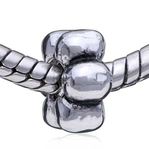 Buy Pandora Bead and Bracelet Fit - Silver Tone Six Point Flower European Charm Plated Beads by Pugster
