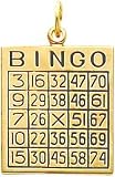 14K Yellow Gold Antiqued Bingo Card Charm Pendant New