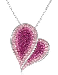 Carnevale Sterling Silver and Pink Swarovski Elements Heart Pendant Necklace, 18"